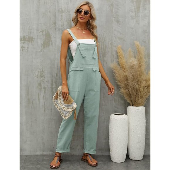 Women's Jumpsuit Oversized Rompers with Pockets - Lightgreen - Picture 5 of 6